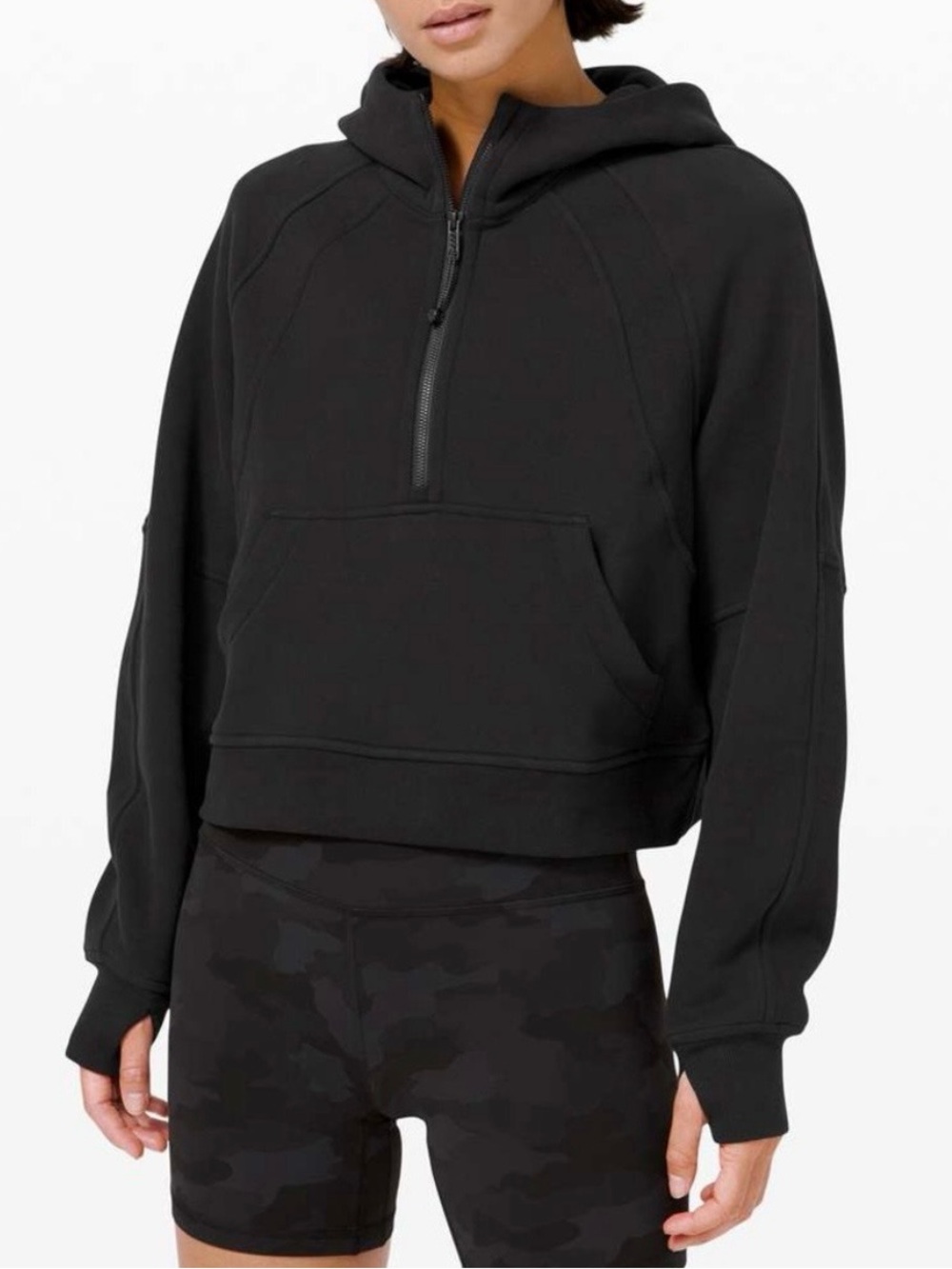 LULULEMON SCUBA HOODIE HALF ZIP BLACK SIZE M/L